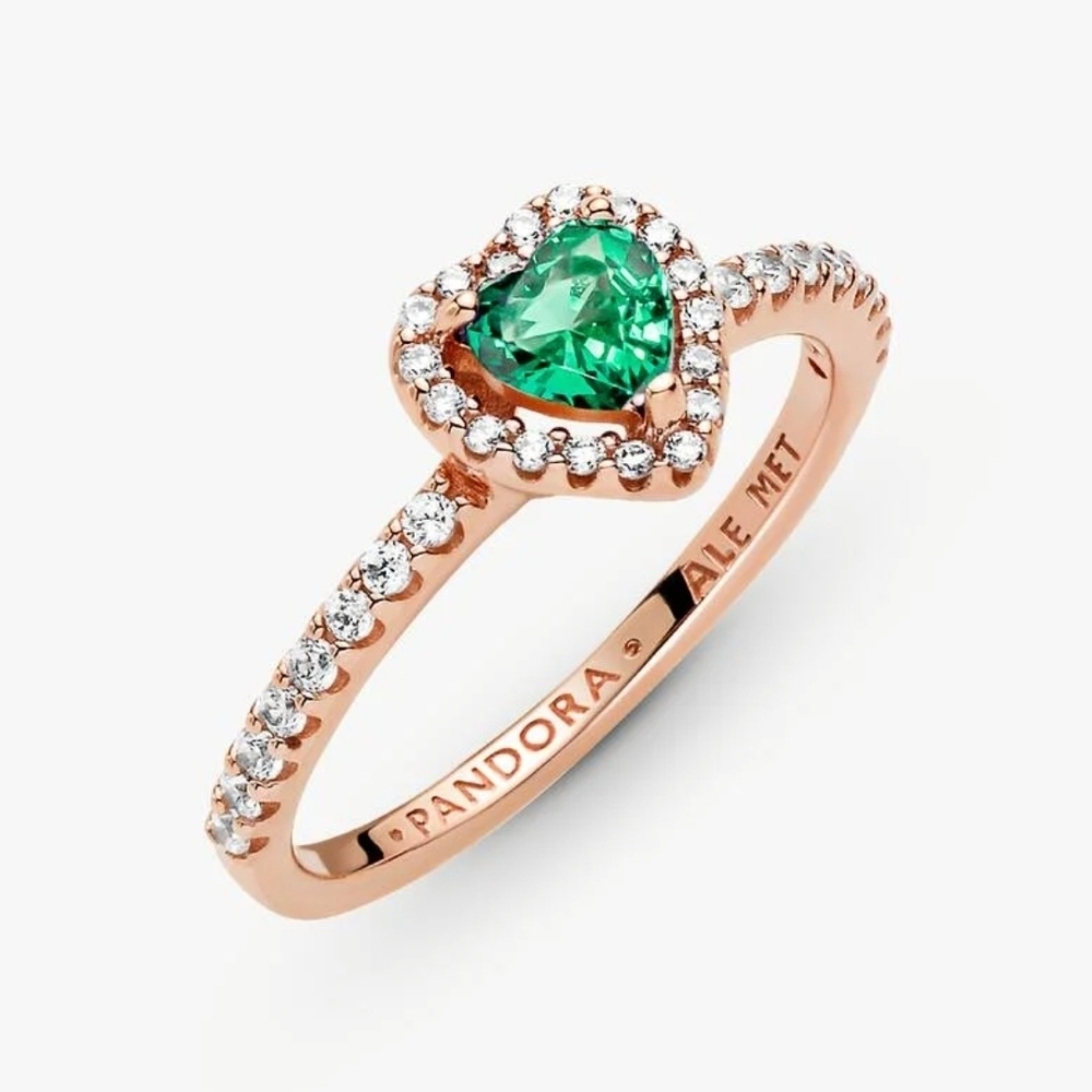 Pandora Sparkling Elevated Heart Ring14k rose gold plating 188421c03